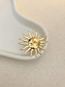 Anillo abierto con diseño retro de cara de sol, chapado en oro de 18K, acero inoxidable, diseño vintage, apto para uso diario de mujer, regalo para la playa, primavera/verano, Pascua, fiestas de Ramadán, joyería para amigos