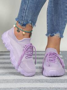 Casual Slip-On Shoes, Wide Fit Design, Anti-Slip Shock Absorbing Lightweight Breathable, Elegant Purple, Suitable For Travel, Festival, Party, Convenient , Easy To Wear, Wide Width Women Sports Shoes