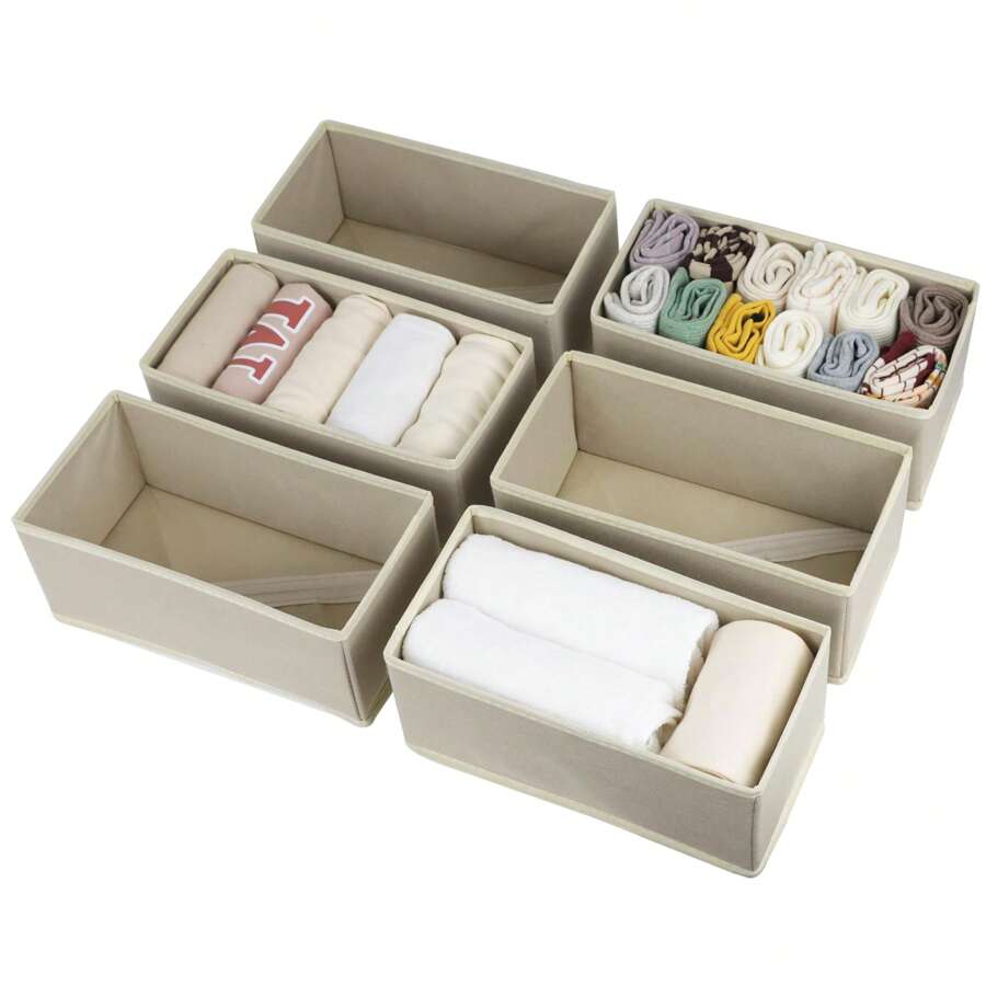 1/3/6 paquetes de organizador de cajón de ropa mejorado y reforzado, organizador de cajón de ropa interior plegable, caja de almacenamiento de tela para el armario, divisor de cajón de cómoda para camisas, sujetadores, calcetines y ropa interior