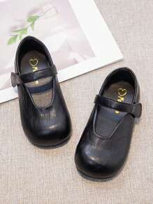 1 par enkla och trendiga enfärgade platta skor för flickor, vår/sommar - Svart - Visa 2