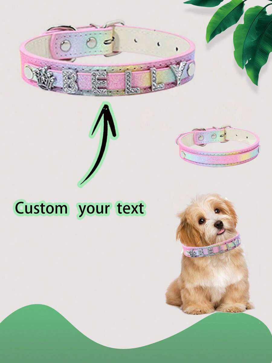 1pc Personalized Dog Collar With Name, Customized Brilliant Rhinestone Dog Collar, Custom Dog Collar Pu Leather Puppy Cat Id Summer Collars With Rhinestone Heart Star Shaped Dog Accessory Dog Name/ID Tags Personalized Ideal Gifts For Him Her, Family, Friends, Pet Lovers, Pet For Anniversaries, For Birthdays, For Christmas, For Housewarming, For Fall/Autumn/Winter