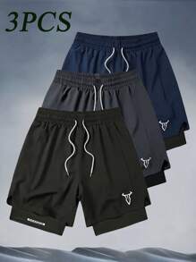 Men's Quick Dry Breathable Sport Shorts, 2 In 1 Casual Fitness Running Shorts