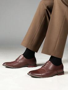 Men's Classic Oxford Shoes Formal Wingtip Lace Up Dress Shoes For Wedding Business Party Banquet Office - 鏽棕色 - 查看 4