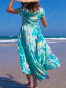 Plus Size Women Arabic Style Minimalist Fashion Dress, Suitable For Summer