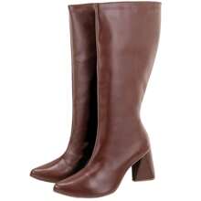 Women's Long Boot With Triangle Heel, Timeless Model - Óxido marrón - Ver 2