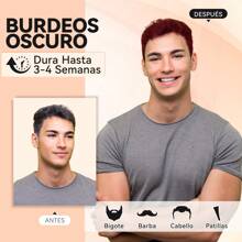 Tinte de cabello en champú color vino tinto oscuro, para cabellos grises, champú de coloración semi-permanente unisex, con ingredientes herbales, cobertura al 100% de canas, dura hasta 30 días, 500ml, fórmula herbaria natural - borgoña profundo - Ver 5