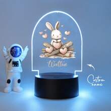 1pc Custom Bedroom Decoration, Custom Easter Bunny Love Creative Style, Custom Light Plate, 3D Light Illusion LED Nightlight, Warm Light Birthday Gift Party Gift Table Lamp Nightlight, Custom Name Creative Light Plate, Custom Personalized Name Nightlight, Christmas Gift, Gift For Family And Friends, Creative Gift Christmas Gift, Custom Nightlight, Custom Party Decoration, Custom Lighting.