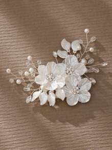 1 Stück Haarspange für Frauen mit Acrylblume und Strass-Dekor in Pflaumenfarbe, elegantes Braut-Haarzubehör