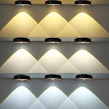 1 个 LED 可充电聚光灯，USB 充电运动传感器猫眼灯，3 色可调壁灯，适用于卧室、衣柜、橱柜、床边、走廊、展示柜