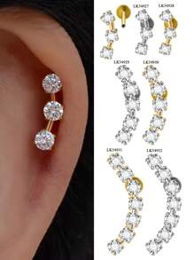 1PC Three/Five/Seven Stainless Steel Zirconia Ear Tragus Cartilage Piercing Internal Thread Cz Daith Lip Piercing Body Jewelry