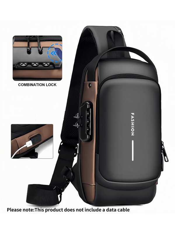 Sac messager texturé Oxford pour hommes avec verrou à code - sac bandoulière mode moto avec poche pour téléphone, fermeture éclair pour les déplacements quotidiens, sac banane anti-vol - sac banane sport casual de voyage avec sangle réglable, poches multiples, convient aux voyages extérieurs, mariages, Pâques, cadeau parfait pour le père, le mari, le petit ami et l'enseignant