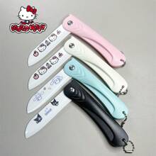 Sanrio 1 pezzo Coltello da frutta piegabile in ceramica Sanrio, Kawaii, anime e cartoni animati, elegante, da viaggio, uso domestico, sbucciatore, regalo