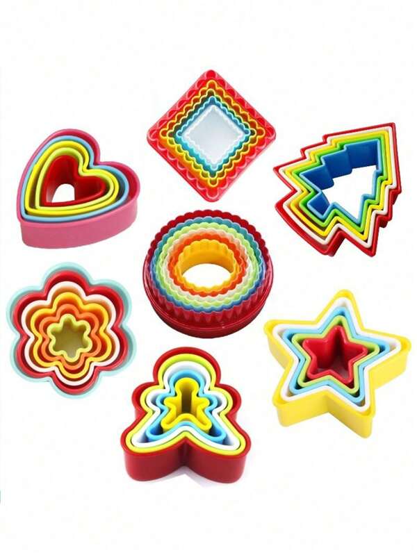 5/6pcs Plastic Baking Cookie/Mousse Ring/Cutter Molds, Fruit & Vegetable Shapes