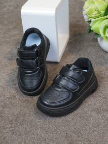 1 Pair Infant/Toddler Versatile New Soft Bottom Fashion Casual Thick Sole Sneakers, Suitable For Outdoor, School, Party, Vacation, All Seasons - Black - View 10