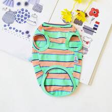 Striped Tank Top For Small Dogs & Cats, Lightweight Pet Apparel - Green - View 5