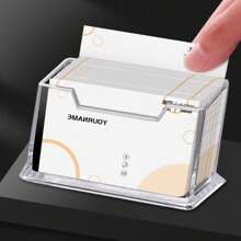 2pcs/3pcs/1pc透明PP材质名片夹，办公桌前台名片夹，座位位置透明卡片展示架支架，透明名片盒