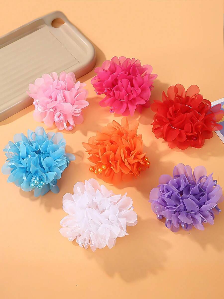 1 pieza/Set Accesorios para el cabello de flores de princesa lindas para niñas, sujetadores de moño, decoración de cabello para actuaciones dulces - Multicolor - Ver 1