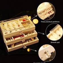1pc Jewelry Organizer Box, Earring Holder, Trinket Drawer Storage Case, Dustproof Jewelry Display Box For Dresser