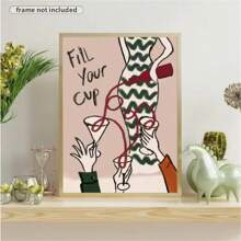 1 件印刷复古红色手绘用餐与葡萄酒和螃蟹欢呼现代美食艺术粉色厨房装饰客厅卧室家居装饰现代简约抽象食物厨房海报酒吧墙壁艺术装饰无框架 - 彩色 - 查看 14