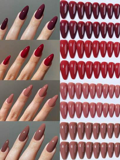 98 piezas (4 estilos surtidos) Pegatinas de uñas acrílicas con brillo con forma de almendra, ajuste perfecto para uñas largas. El set incluye: 1 frasco de gel de gelatina y 1 lima de uñas, adecuado para mujeres y niñas para uso diario, fiestas y arte de uñas