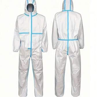 White Disposable Protective Suit With Hood, Feet, Elastic Cuffs, Waist And Ankle - Waterproof, Tear Resistant 65GSM Polypropylene Work Suit Suitable For Painting, Cleaning And Industrial Tasks