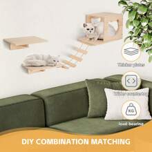 Cat Climbing Wall Wall Scratching Post Wall Scratching Board Cat Cave Column Cat Shelf Cat Stairs Cat Furniture - gỗ - Xem 9
