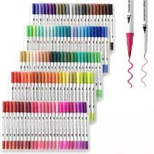 120/100/80/60/48/36/24/12pcs Double-Ended Marker Pen Set,Mark Pen Washable Soft-Tipped Pen Set Of Brushes, Multiple Set Models Available For Selection,Drawing Not Soak Paper, Art Collection, Pen To Graffiti Art Of Diy Pens, Colorful Painting Watercolor Art Mark Pen Sets, Waterproof High-Capacity Color Pen, Exquisite Gift To The Student, The Perfect Gifts Of Gifts, Marker Pen,Back To School,School Supplies