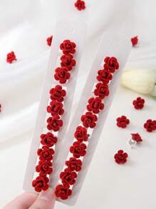 10 pièces Barrettes à cheveux décorations de fleurs de rose en velours bourgogne - Accessoires de cheveux de mariée - Convient aux femmes