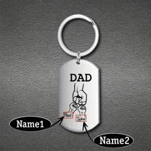 1pc Celebrate Father's Day Mother's Day With A Customized Stainless Steel Keychain (Title Can Be Changed) Engraved With Your Family's Name Or Any Text, Polished Military Pendant Key Necklace, Affordable Gift.