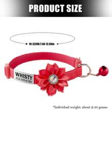 1pc Customized Rhinestone Flower Decor Pet Collar, Cartoon Anti-Choking Buckle Adjustable Size, Suitable For Cats Under 5kg Or Small/Medium Dogs, Personalized Label,Christmas Gift Supplies - Multicolor - View 4