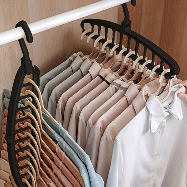 11-gats opvouwbare kledinghangerorganizer, multifunctioneel antislip plastic draagbaar en aan de muur te bevestigen kastopslagsysteem, 3,2 kubieke voet afgesloten opslagcapaciteit - lichtgewicht (1 st.)
