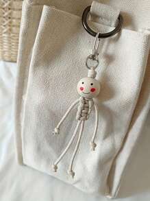 1pc/2pcs Handmade Wooden Bead Keychain, Cute Creative Car Key Chain & Fashion Backpack Charm, Romantic Gift For Women, Symbolizing Friendship And Love