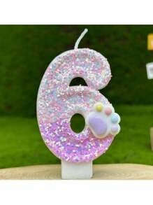 1 pieza Vela de cumpleaños con diseño de pata de gato rosa del 0 al 9, vela digital degradado rosa-morado con brillo, adecuada para decoración de pastel de fiesta de cumpleaños, decoración de pastel con tema de mascota linda, decoración de pastel hecha a mano - Pata de gato rosa - Ver 14