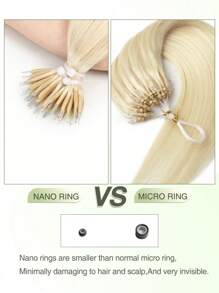 12-22 Inch Nano Ring Real Human Hair Extensions, Smooth Straight Remy Human Hair, Nano Bead Hair Weft, Nano Tip Hair Extensions, For Women - S18/613 - View 7
