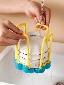 1/3pcs Expandable Kitchen Storage Rack With Drainage - Plastic Dish Rack, Cup Holder, And Utensil Storage, Suitable For Countertops And Outdoor Gatherings