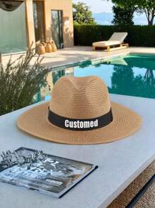 1PC Of Customized Straw Hat For Men And Women During Summer Travel, With Customized Names, Personalized Straw Hats With Names, Customizable Straw Hats, Customized Valentine's Day Gifts, Unisex, Men And Women's Style Straw Hats, Customized Straw Hats For Beach Travel That Can Be Worn For Shade,Durable,Colorful,Cute,Adorable,Funny,Y2K,Stylish,Casual,Cuties,Custom,Personalized,Unique,Customized,Ideal Gifts For Him,Ideal Gifts For Her,Her,Girlfriend,Friends,Children