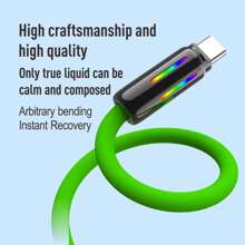 kamyuurs Kamyuurs With LED Light USB C To USB C Cable 240W (Compatible100w, 85w, 60w, 45w)Silicone C-C Charging Cable, Compatible With IPhone 15 16 Compatible With Huawei Compatible With Samsung Compatible With Xiaomi Series Fast Charging Seven Color Breathing Light(Attention: The Charging Light Interface Has A Light, Not A Seven Color Data Cable)