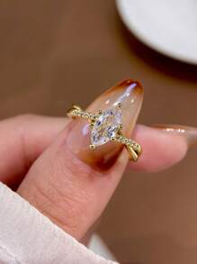 1 件高品质十字马眼锆石戒指 S925 或 925 纯银精致优雅女士戒指精美珠宝礼物生日礼物 - 雙扭交叉馬眼戒指 - 查看 2