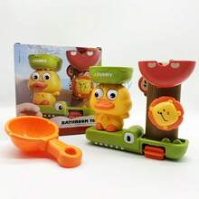 Juego de agua interactivo con patos de colores y amigos - Juguete de baño con ventosa, función de rociar y girar en naranja/verde/amarillo - Hecho de resina ABS para diversión de los talla grande pequeños, juguetes para la bañera