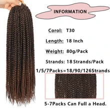 10/14/18/24/30inch Crochet Box Braids Hair Pre Looped Goddess Box Braids Crochet Braiding Hair 1/5/7 Packs Crochet Box Braids 3x Box Braids Crochet Hair, T30