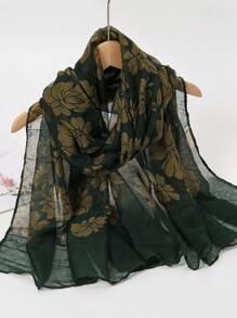 1pc Women's Bohemian Style Watercolor Flower Pattern Print Lightweight Soft Muslimhead Scarf/Wrap, Casual Sunshade Decor Shawl, Suitable For Daily Wear