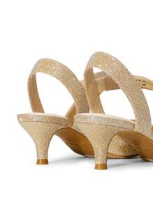 Women's Kitten Heels Fashion Pumps Closed Toe Pointed Toe Stiletto Low Heel Strappy Comfortable Party Dance Wedding Dress Shoes - 金色 - 查看 7