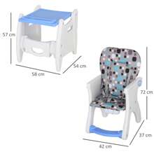 HOMCOM 2 In 1 Convertible Baby High Chair Toddler Table Chair Infant Feeding Seat Removable Food Tray Harness - Blue - View 5