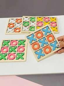 1 Set Wooden Tic Tac Toe Game, Party Interaction Punishment Game - Multicolor - View 4