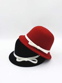 1pc Women Solid Color Hat, New Fashion Vintage British Elegant French Bow Decor Short Brim Small Hat, Casual Versatile Celebrity Bucket Hat Suitable For Party, Gathering, Daily Use, Spring/Summer - View 7