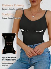 2pcs Women Seamless Waist & Abdomen Shaping Shapewear Top, Low Back Tight-Fitting Undershirt, Inlay And Outerwear - Multicolor - View 4