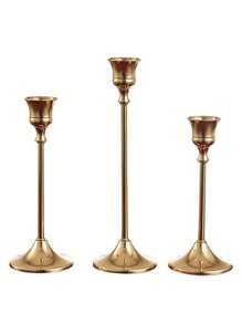 [1/3pcs Elegant Metal Candlestick Holders] Elegant Metal Candlestick Holders Set For Wedding & Party Table Centerpieces - Lacquered Finish, Romance Theme, Tabletop Mounting, Versatile For Events, Receptions, Birthdays, Home Decor, (Candles Not Included) Gifts Graduation