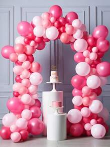 64/126 个粉色红色玫瑰红色乳胶气球套装，生日派对，节日气球，圣诞节，可爱气球，室内装饰气球，气球花环套件 - 彩色 - 查看 7