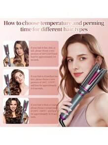 1 Inch Rotating Curling Iron With Anti-Scald Function, 3 Temperature Settings, Dual Motor Rotation, And Auto Shut-Off. Suitable For Beginners And Professionals To Use Easily. - UK Plug(220-240V) - View 6