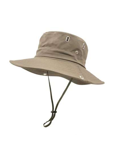 1pc Men's Minimalist Casual Solid Color Lightweight Breathable Fabric Sun Protection Bucket Hat, Versatile For Outdoor Activities And Daily Use